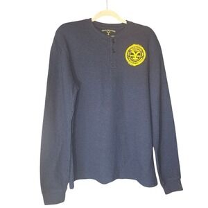 Flyshacker Men's Med Wool Blend Henley Shirt‎ Yellowstone Dutton Ranch Gold Logo